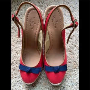 Kate Spade Sweetie Red Canvas Wedges Espadrilles